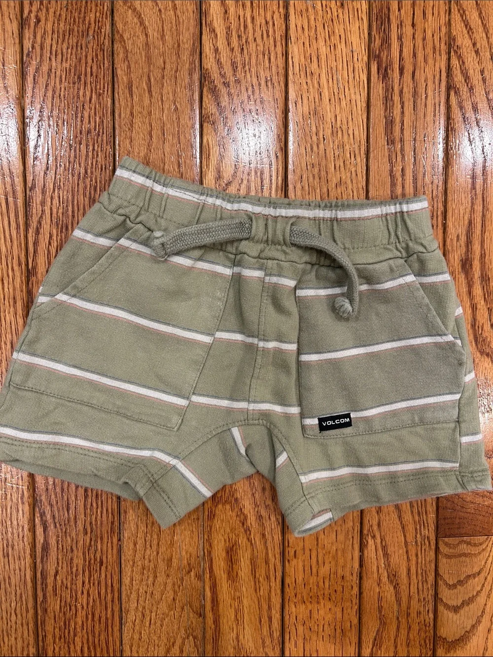 Volcom Kids Olive Stripe Drawstring Shorts